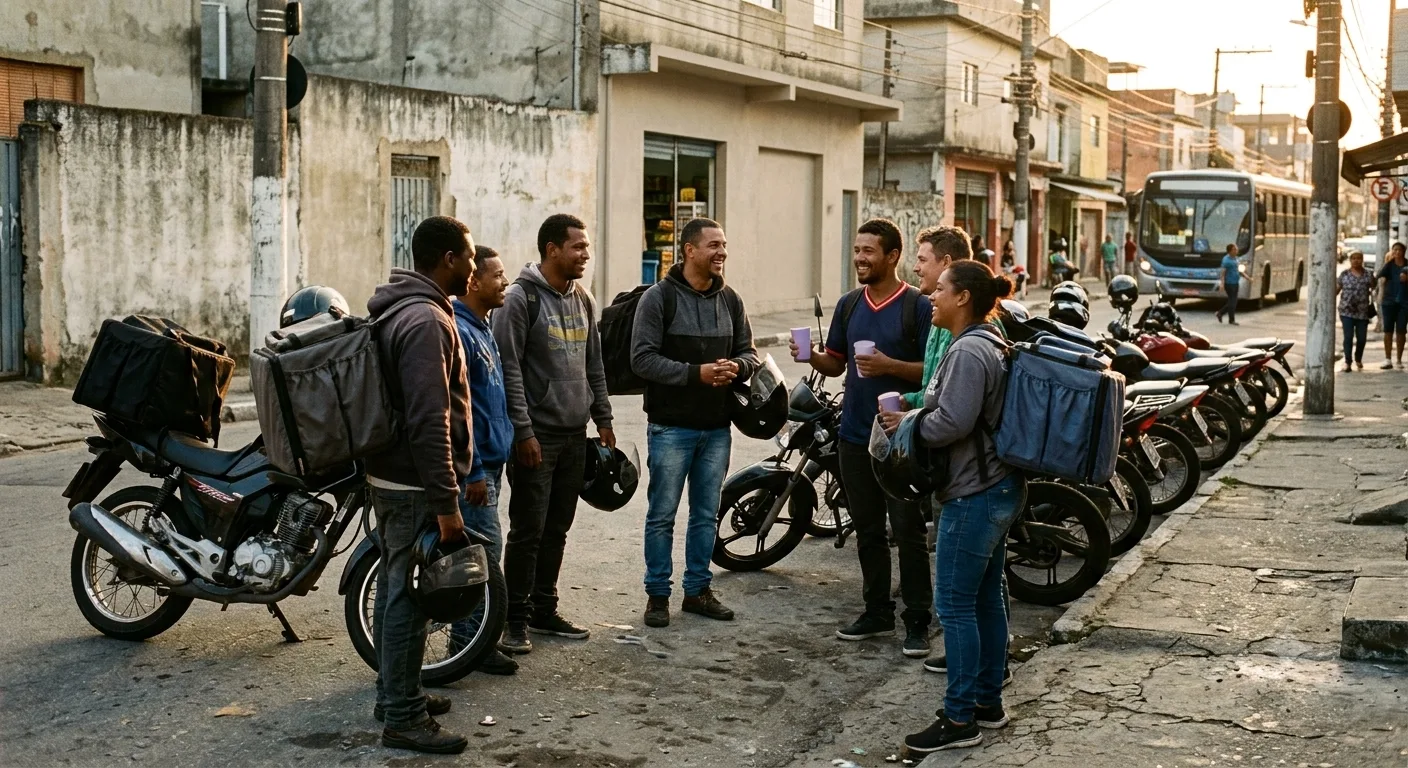 Ponto de apoio de entregadores na zona leste. Foto: Secretaria Municipal de Segurança Urbana